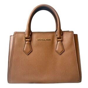 MICHAEL KORS Savannah Satchel Shoulder Bag Small 10x7.5 Brown Saffiano Leather